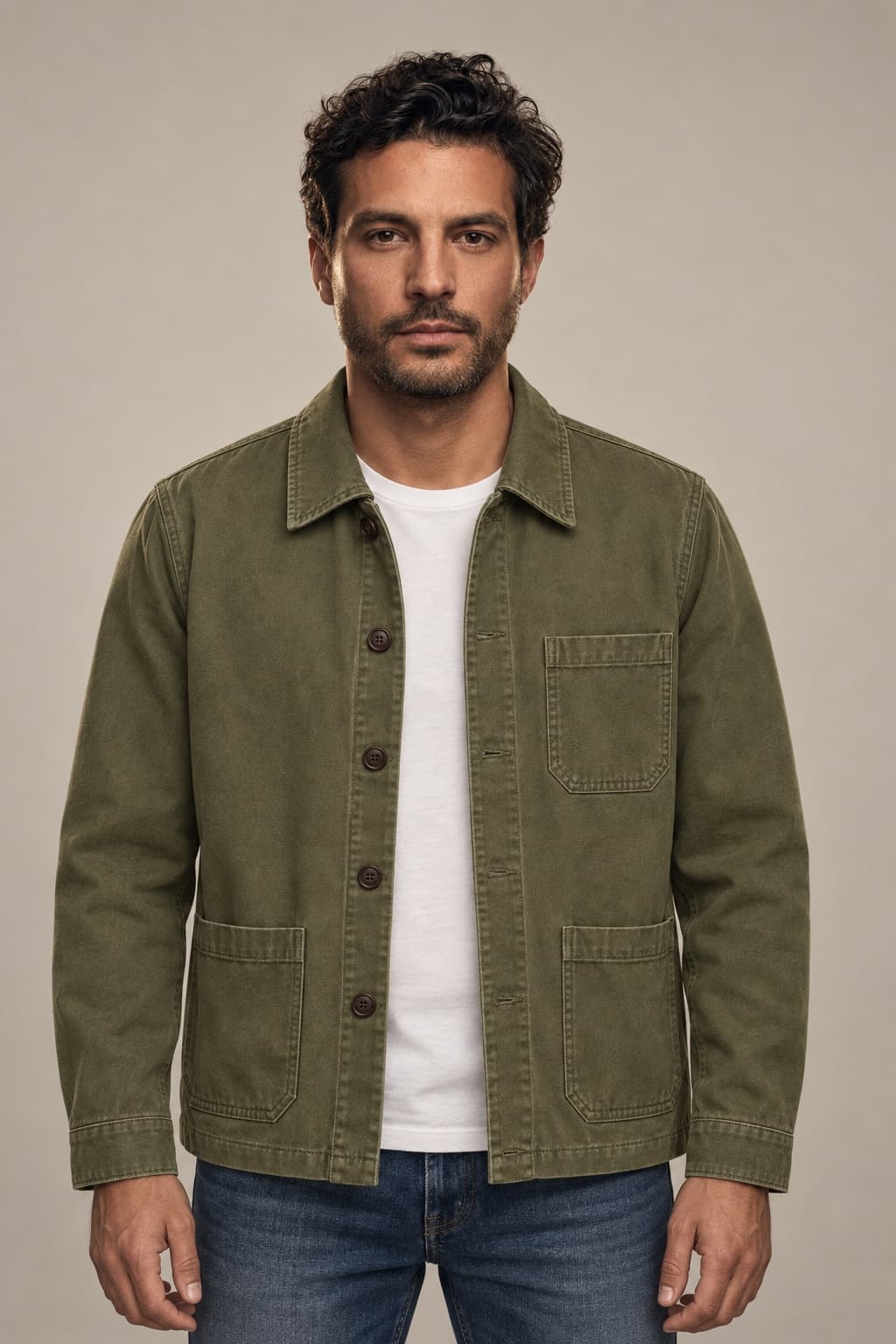 Curated on-model jacket styling demonstration